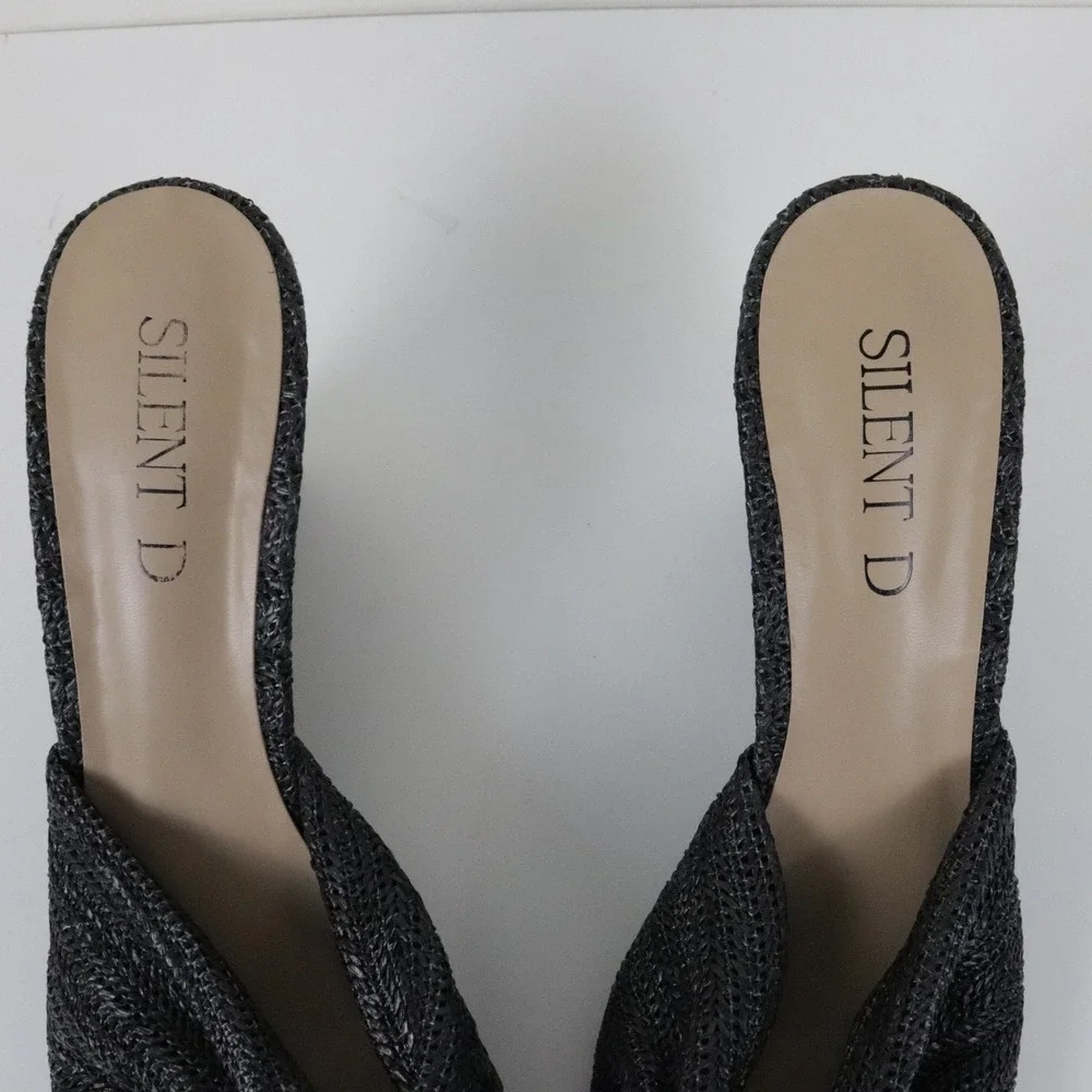 Anthropologie Silent D Katia Black Woven Wedge Sandals 41 10 Black Raffia